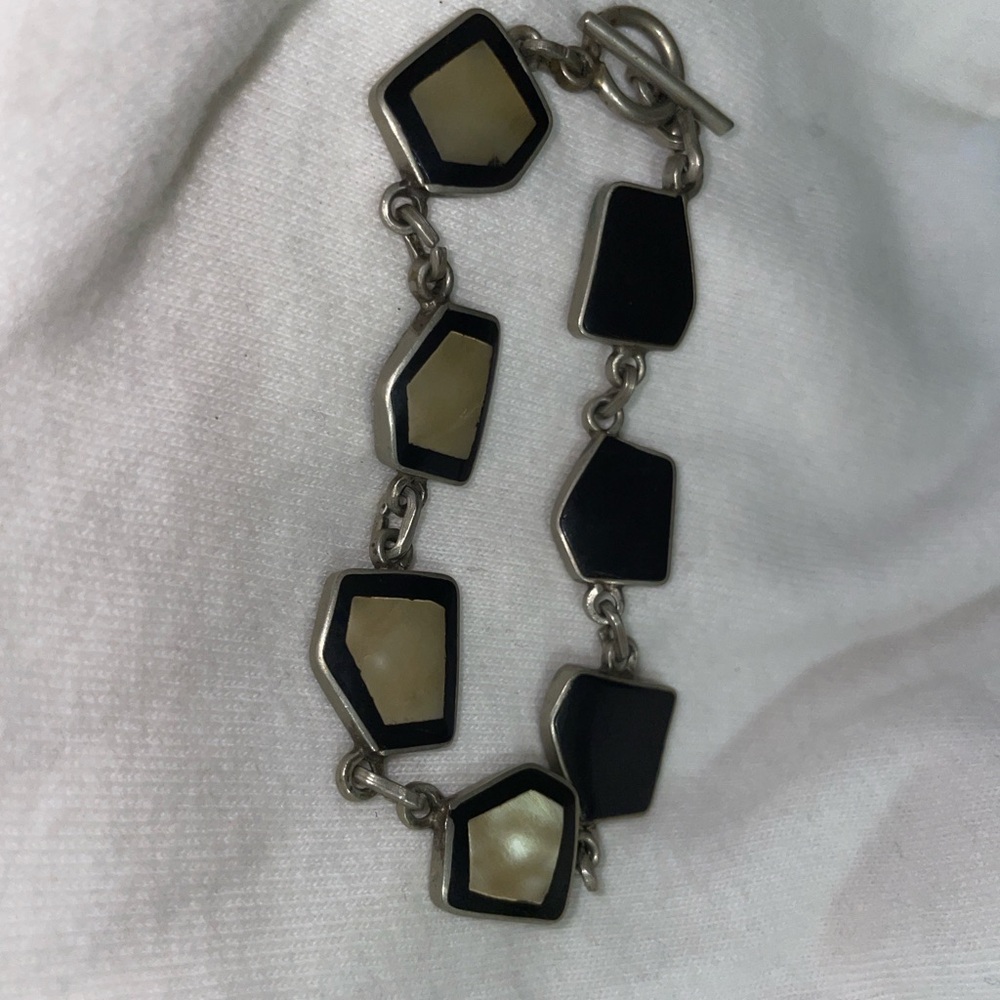 Black and Cream Geometric Bracelet